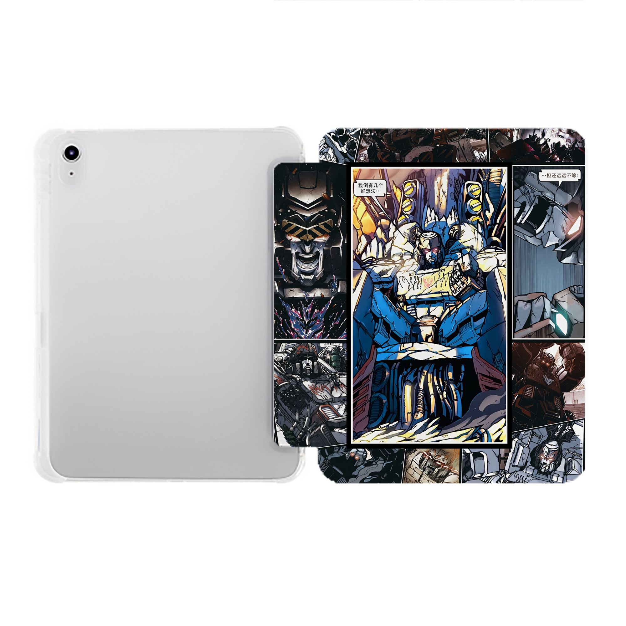 （画像用） Transformers トランスフォーマー IPad ケース ペン収納付き 三つ折りスタンド PUレザー×シリコン 対応機種9.5/10.5/10.9インチ